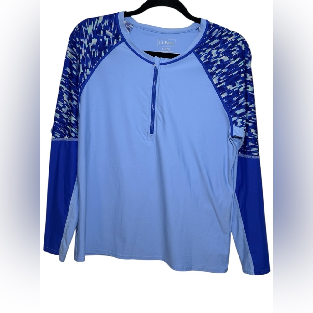 L.L. Bean Rash Guard Henley SPF 50 Lycra Summer Swim Size‎ Large